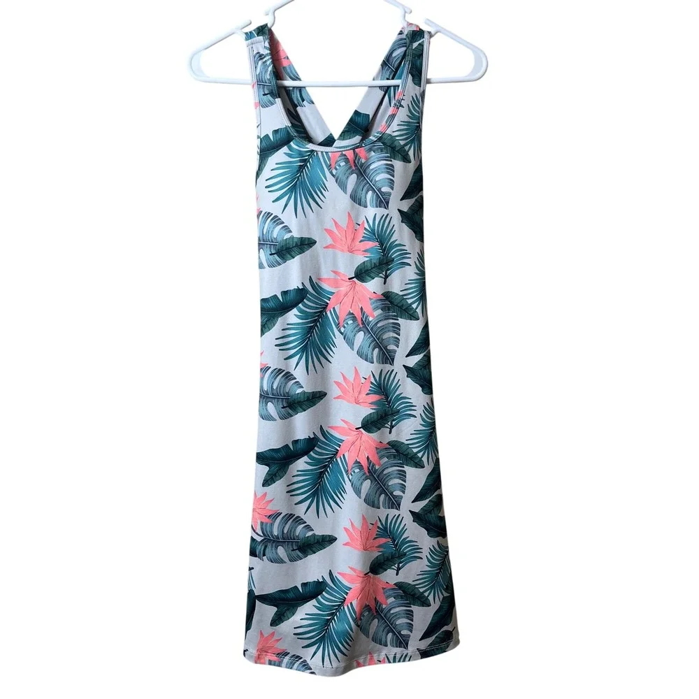 Kyodan Outdoor Tropical Palm Active Dress Size XS Built In‎ Shelf Bra Athleisure